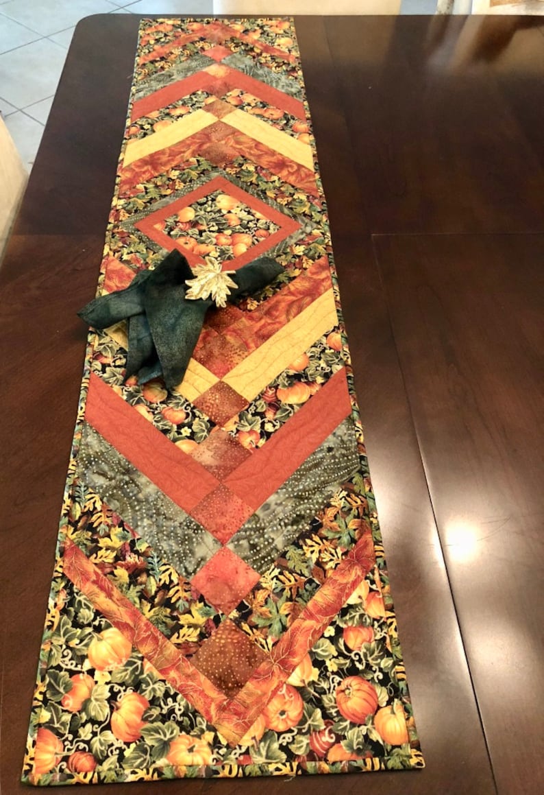 Fall Pumpkin and Leaves Table Runner Halloween, Thanksgiving, or Fall ...