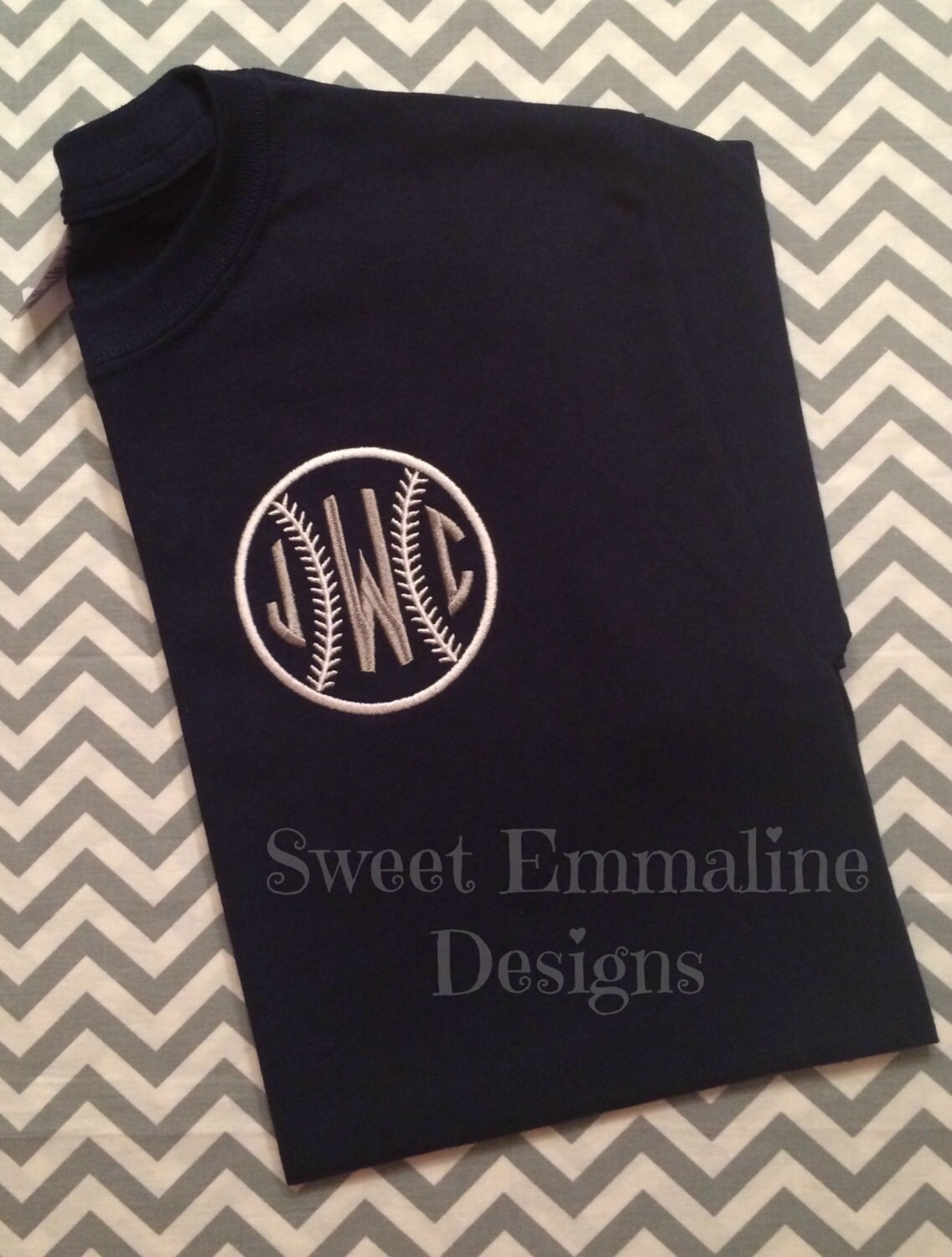Baseball/Softball Embroidered Monogram Tee Short Sleeve