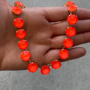 Neon Red Orange • Genuine Crystal 12mm Necklace