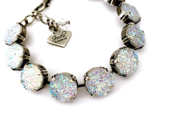 Bracelet faux druzy irisé AB 12 mm