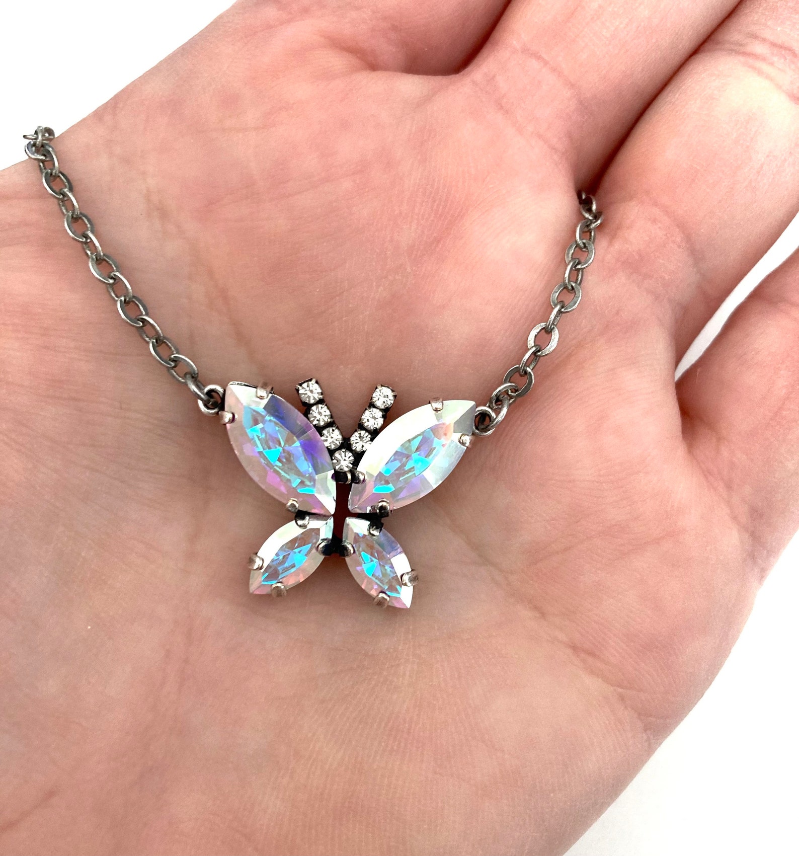 Butterfly Swarovski Crystal Necklace Austrian Crystal Etsy