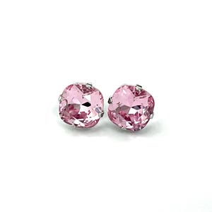 Light Rose Genuine Austrian Crystal Cushion Cut 12mm Studs