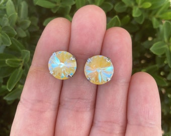 Sunshine DeLite 12mm Genuine Austrian Crystal Stud Earrings