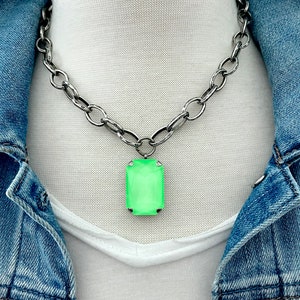 Neon Green • Large Emerald Genuine Crystal Necklace