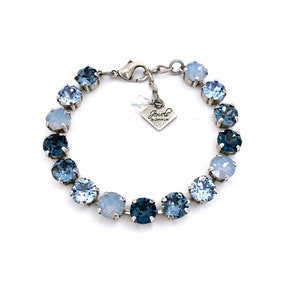 Evening Sky • 8mm Genuine Austrian Crystal Bracelet • Montana, Light Sapphire, Blue Opal, Denim