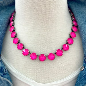 Neon Pink • Genuine Crystal 12mm Necklace