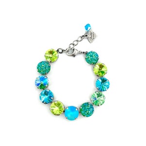 Mardi Gras • 12mm Genuine Austrian Crystal Bracelet • Candy Apple Green, Druzy, Matte, Turquoise Blue, Green Glacier
