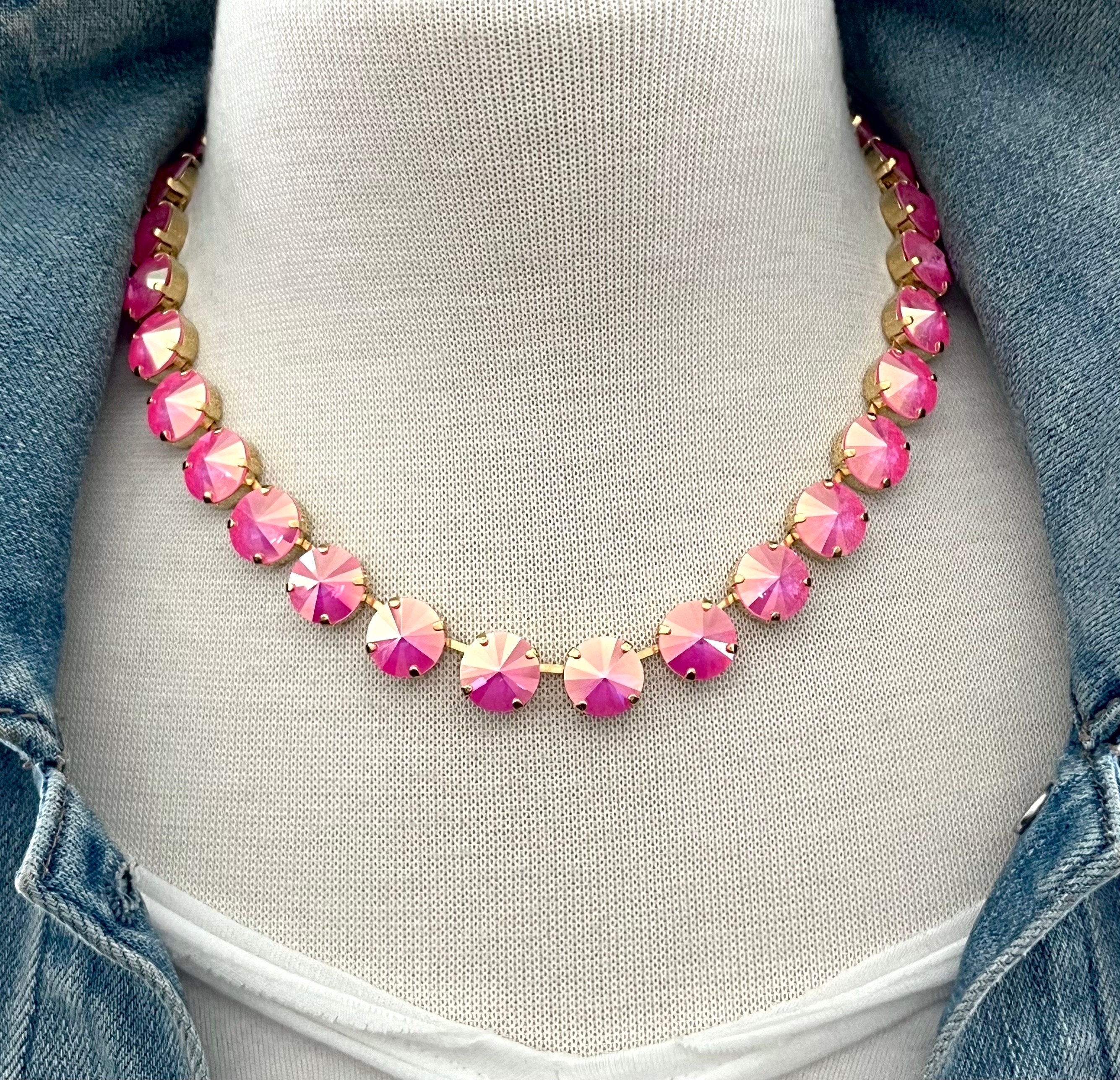 Electric Pink AB • Genuine Austrian Crystal 12mm Necklace - Etsy