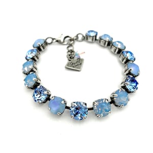 Glass Slipper • 8mm Genuine Austrian Crystal Bracelet • Light Sapphire, Air Blue Opal, Matte