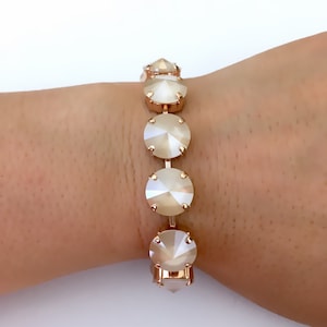Ivory Cream Set in Rose Goud • 12mm Echte Oostenrijkse Kristallen Armband