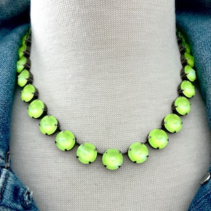 Neon Yellow Glow • Genuine Crystal 12mm Necklace