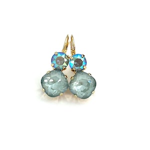 Agave & Agave AB • Genuine Austrian Crystal 2 Stone Lever back Drop Earrings