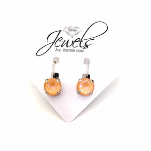 Peach DeLite 8mm Genuine Austrian Crystal Lever back Drop Earrings