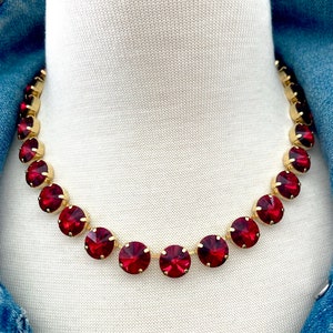 Scarlet • 12mm Genuine Austrian Crystal Necklace • Red