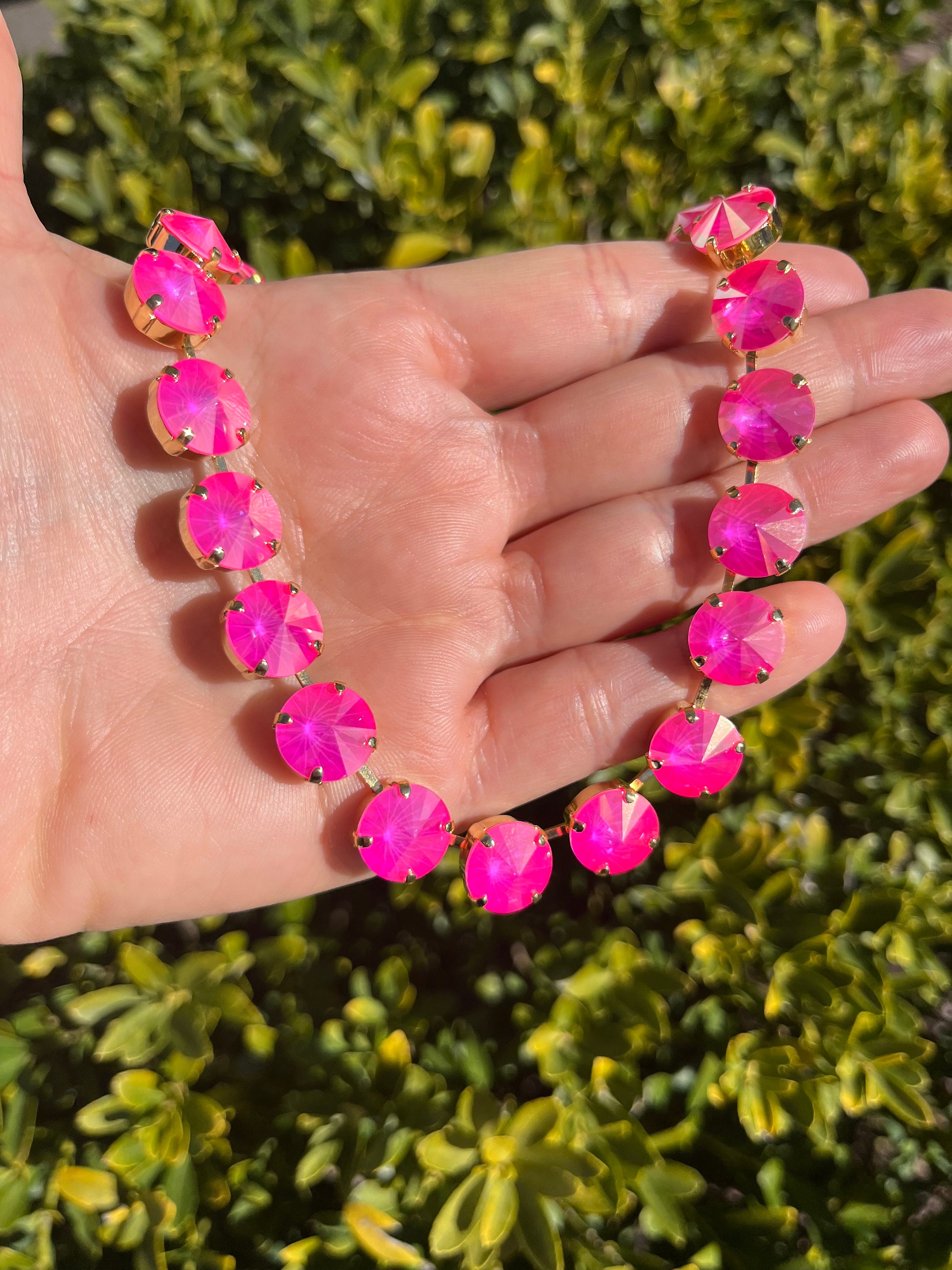 Electric Pink AB • Genuine Austrian Crystal 12mm Necklace - Etsy