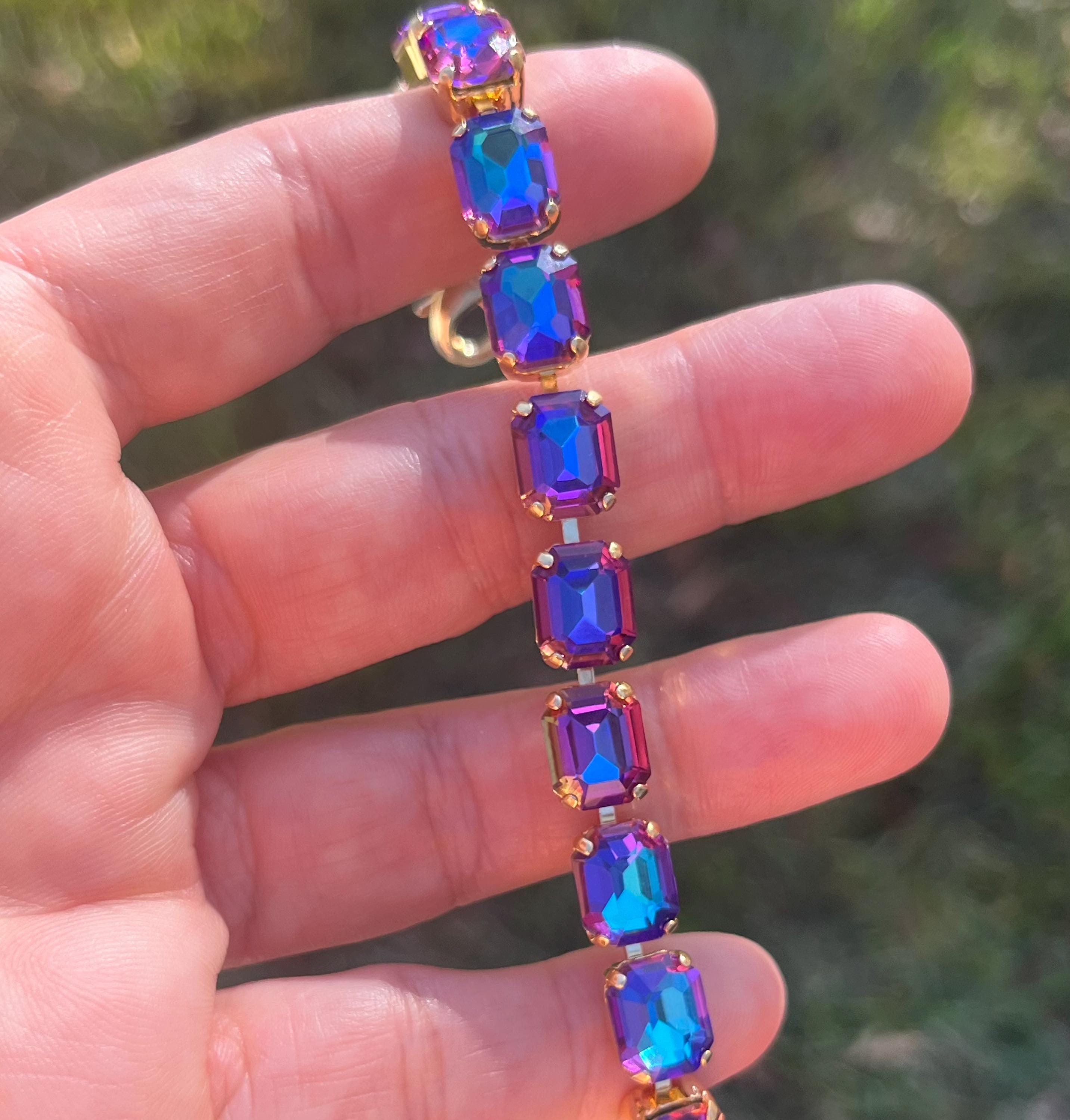 ピーコックエメラルド • 10 x 8 mm 天然水晶ブレスレット - Etsy 日本