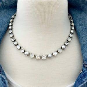 Material Girl • Genuine Austrian Crystal Necklace • Clear Crystal, White Opal, Moonlight, and Pearl