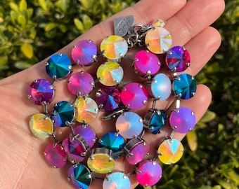 Euphoria • 12 mm 純正オーストリア製クリスタルネックレス • メタリック、イエロー、パープルマット、フクシアマット、グレイシャー