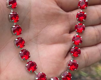 Light Siam Red 8mm Genuine Austrian Crystal Necklace