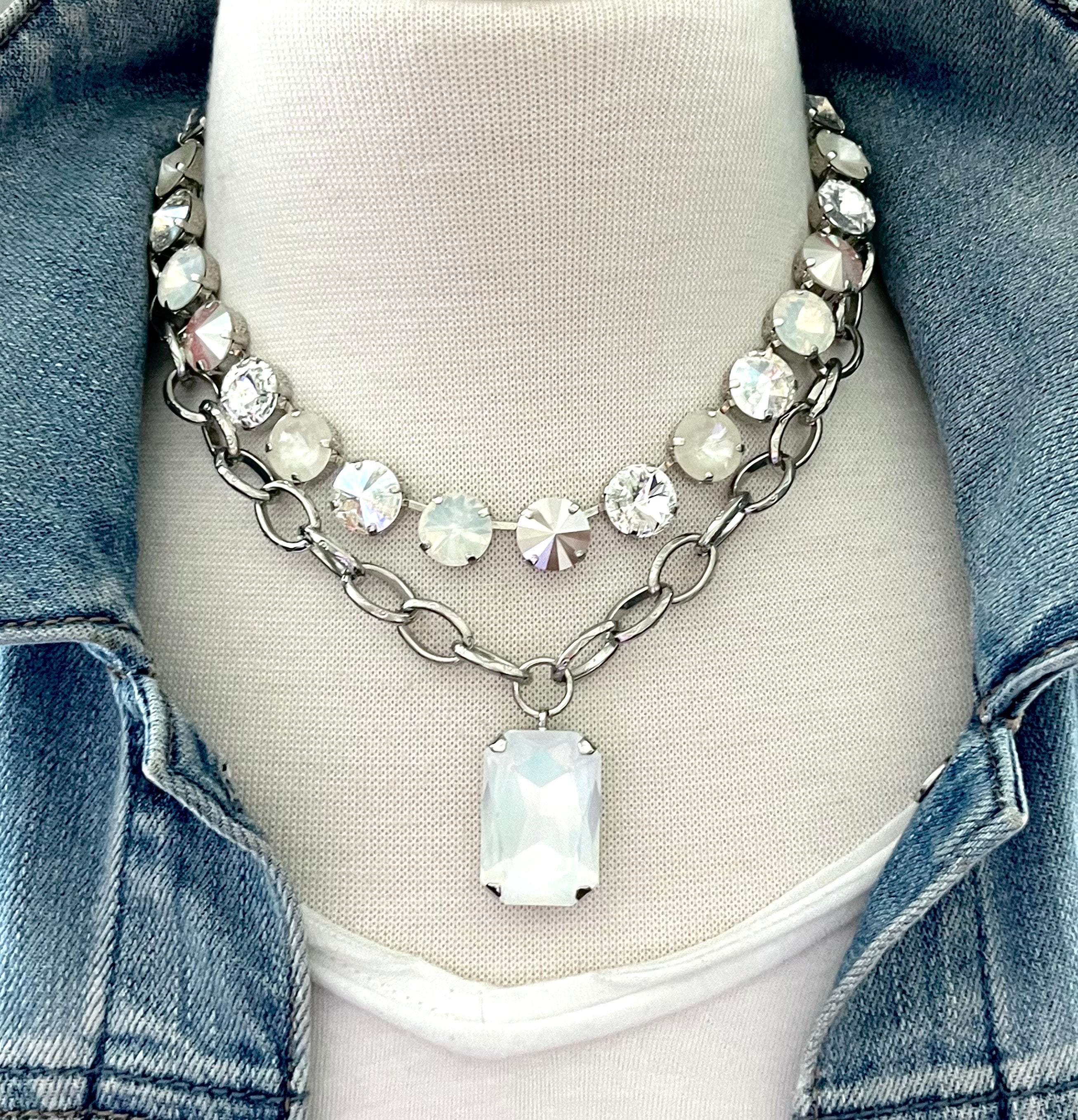 CHAMPAGNE ON ICE • 12mm Genuine Austrian Crystal Necklace
