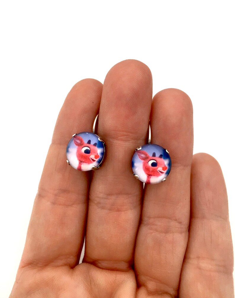 Christmas 12mm Lever back Drop Earrings • Santa Claus, Christmas Tree, Gingerbread Man, Rudolph Reindeer, Frosty the Snowman image 8