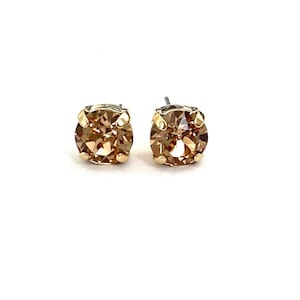 Light Colorado Topaz • 8mm Genuine Austrian Crystal Stud Earrings