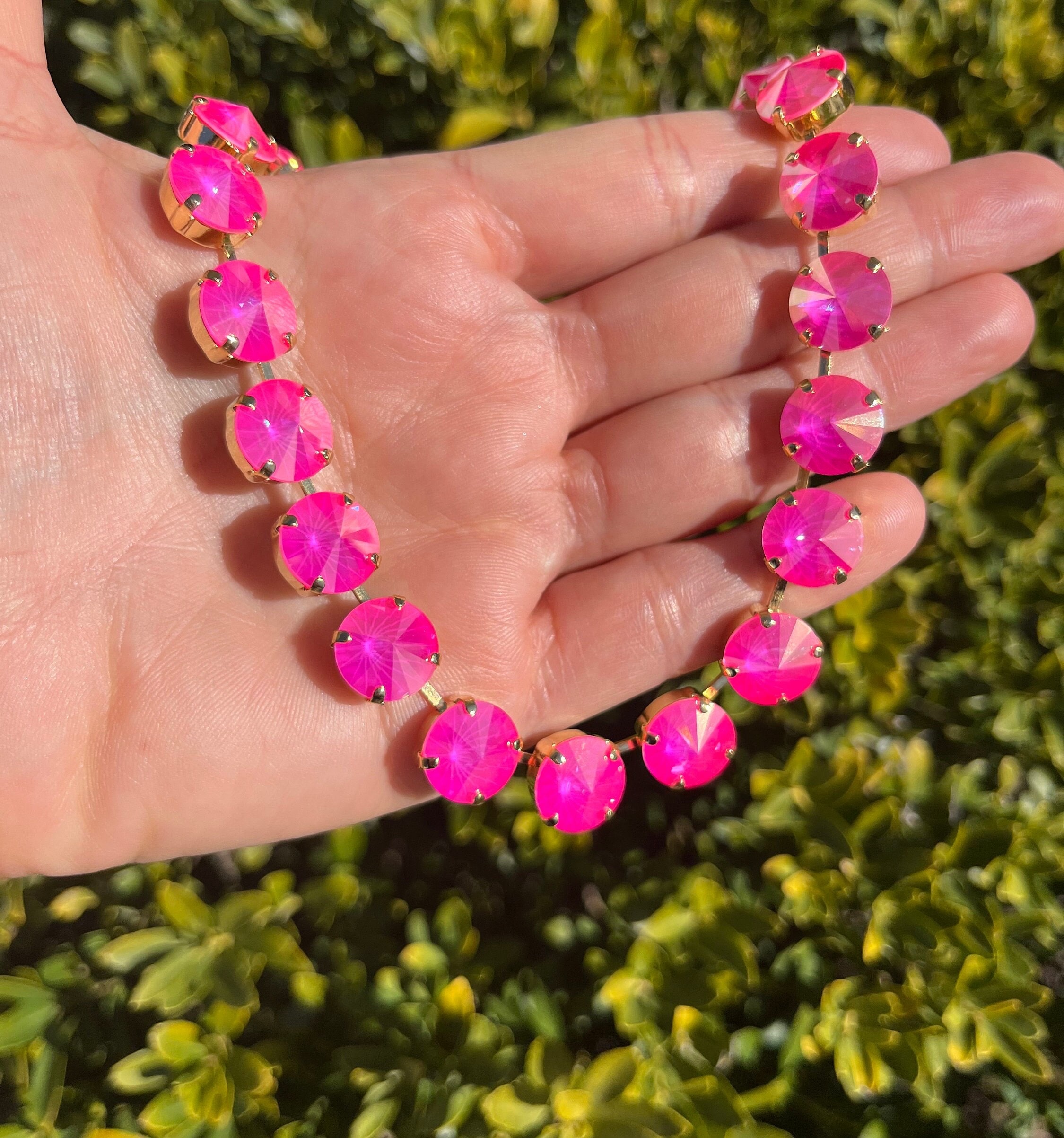 Electric Pink AB • Genuine Austrian Crystal 12mm Necklace - Etsy