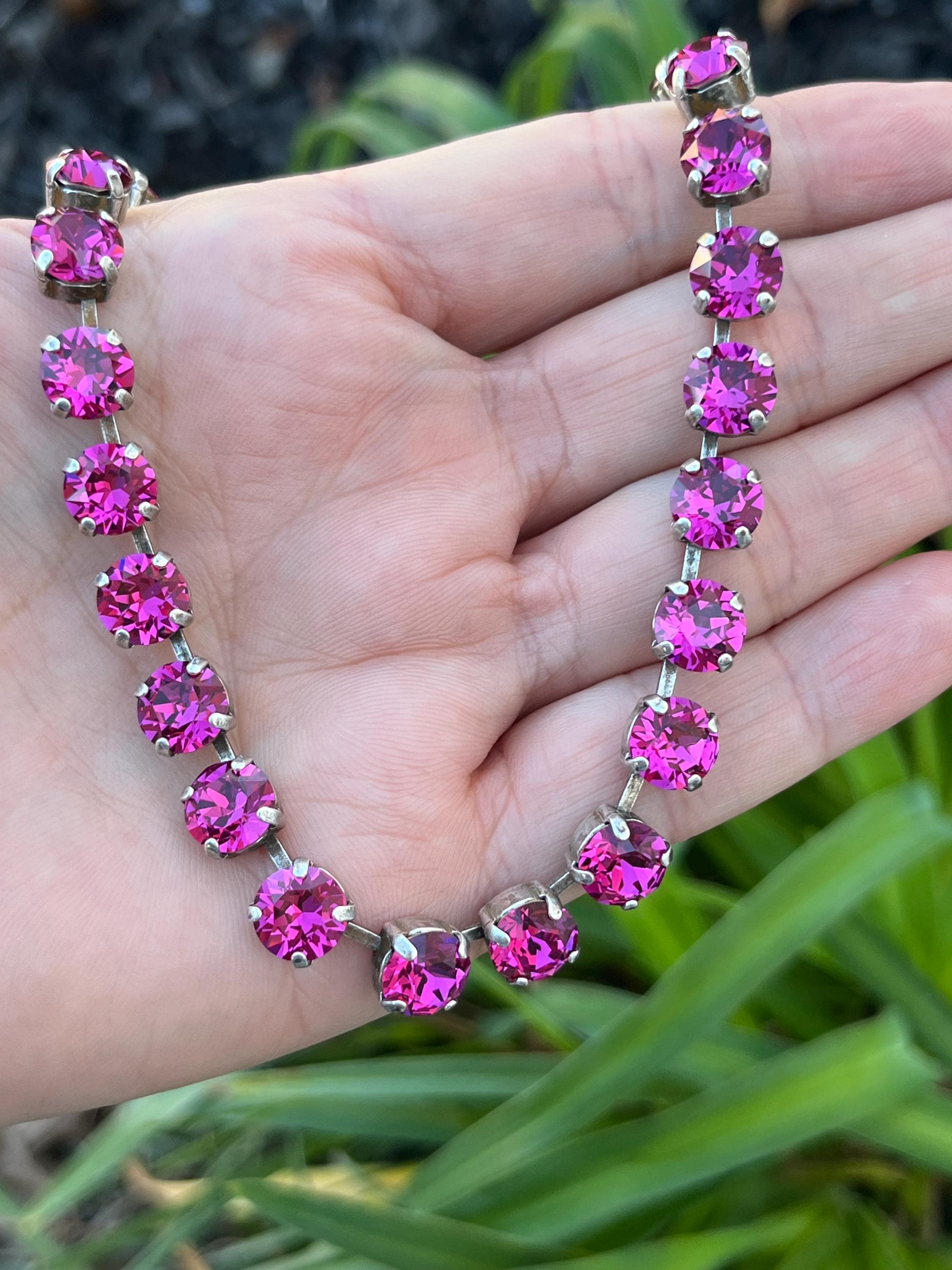 Fuchsia Fever • Hot Pink Genuine Austrian Crystal Necklace - Etsy