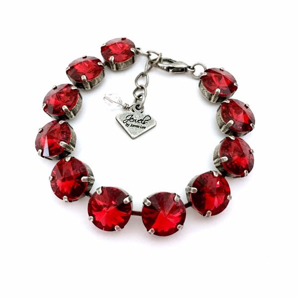 Scarlet • 12mm Genuine Austrian Crystal Bracelet • Red
