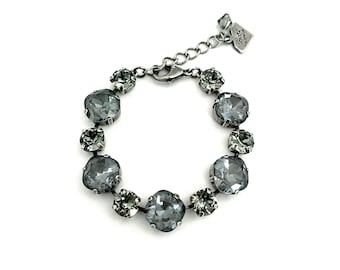 Pierre d'allumage gris foncé et diamant noir • Bracelet en cristal autrichien véritable de 8 mm/12 mm