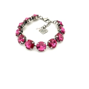 Fuchsia • 12mm Genuine Austrian Crystal Bracelet • Fuchsia Hot Pink