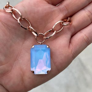 Isabella Pendant in Sapphire Illusion • 27mm Rectangle Genuine Crystal Necklace