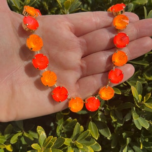 Hot Orange • 12mm Genuine Crystal Necklace