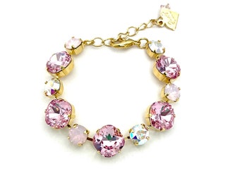 Diamantes rosa • Pulseira genuína de cristal austríaco de 8 mm/12 mm