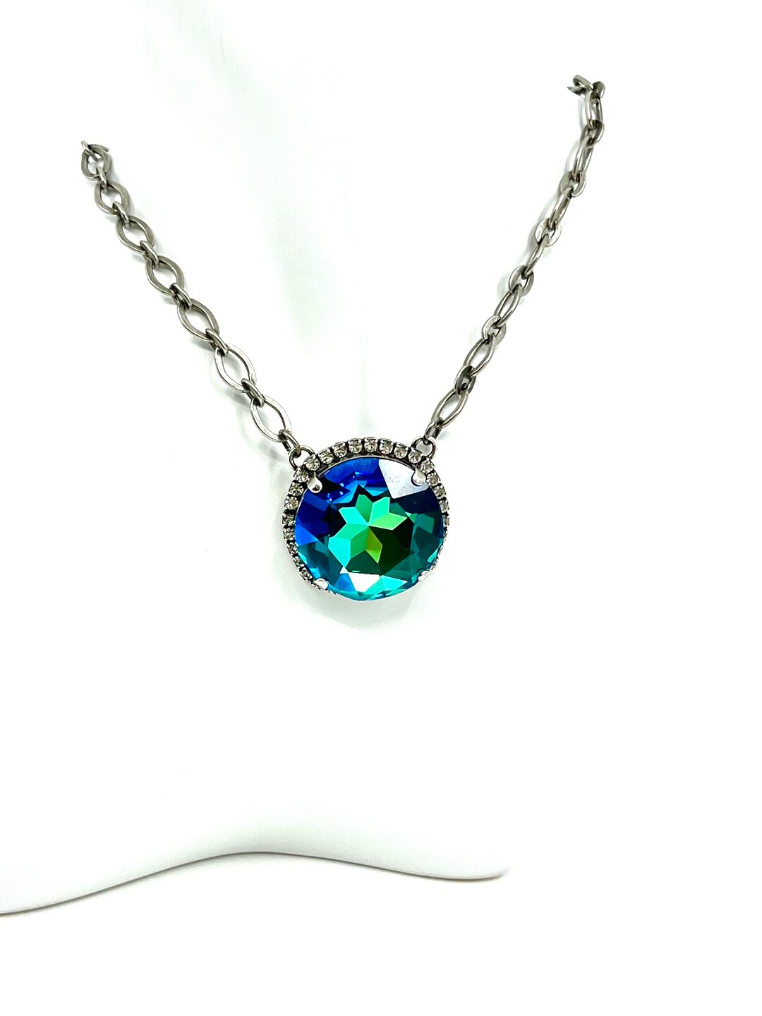 Green Sphinx 27mm Genuine Crystal Medallion Necklace Etsy