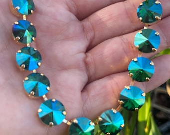 Limited Edition • Mystique Majestic Green • 12mm Genuine Austrian Crystal Necklace