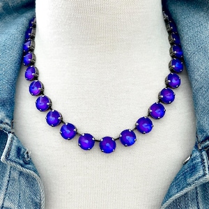 Neon Purple Glow • Genuine Crystal 12mm Necklace