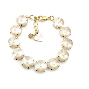 Ivory Cream Set in Geel Goud • 12mm Echte Oostenrijkse Kristallen Armband
