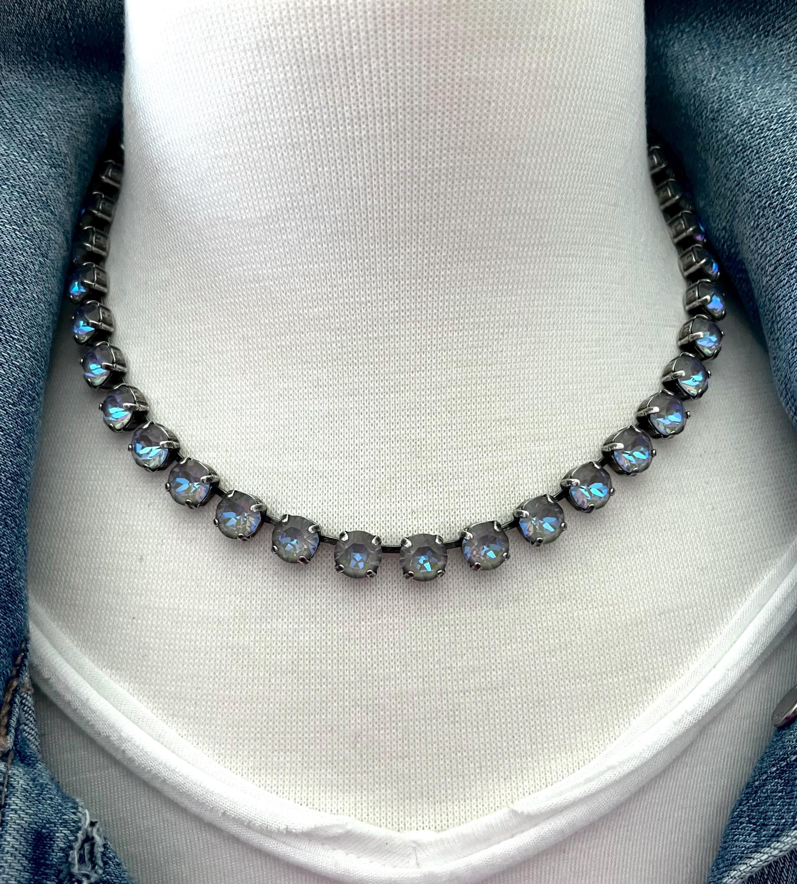 Serene Gray Delite • 8mm Genuine Austrian Crystal Necklace - Etsy