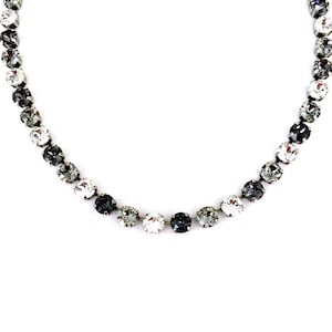 Starry Night • 8mm Genuine Austrian Crystal Necklace • Black Diamond, Clear, Grey