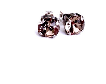 Greige 8mm Stud Earrings--Genuine Austrian Crystal-