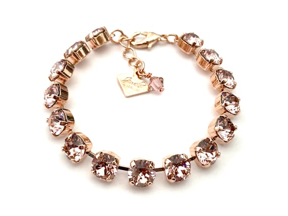 Vintage Pink Austrian Crystal Gold Tone Bracelet 7.5” made in the USA. f |  eBay