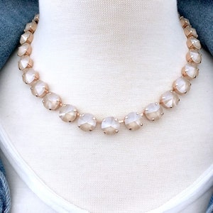 Ivory Cream Set in Rose Goud • 12mm Echte Oostenrijkse Kristallen Ketting