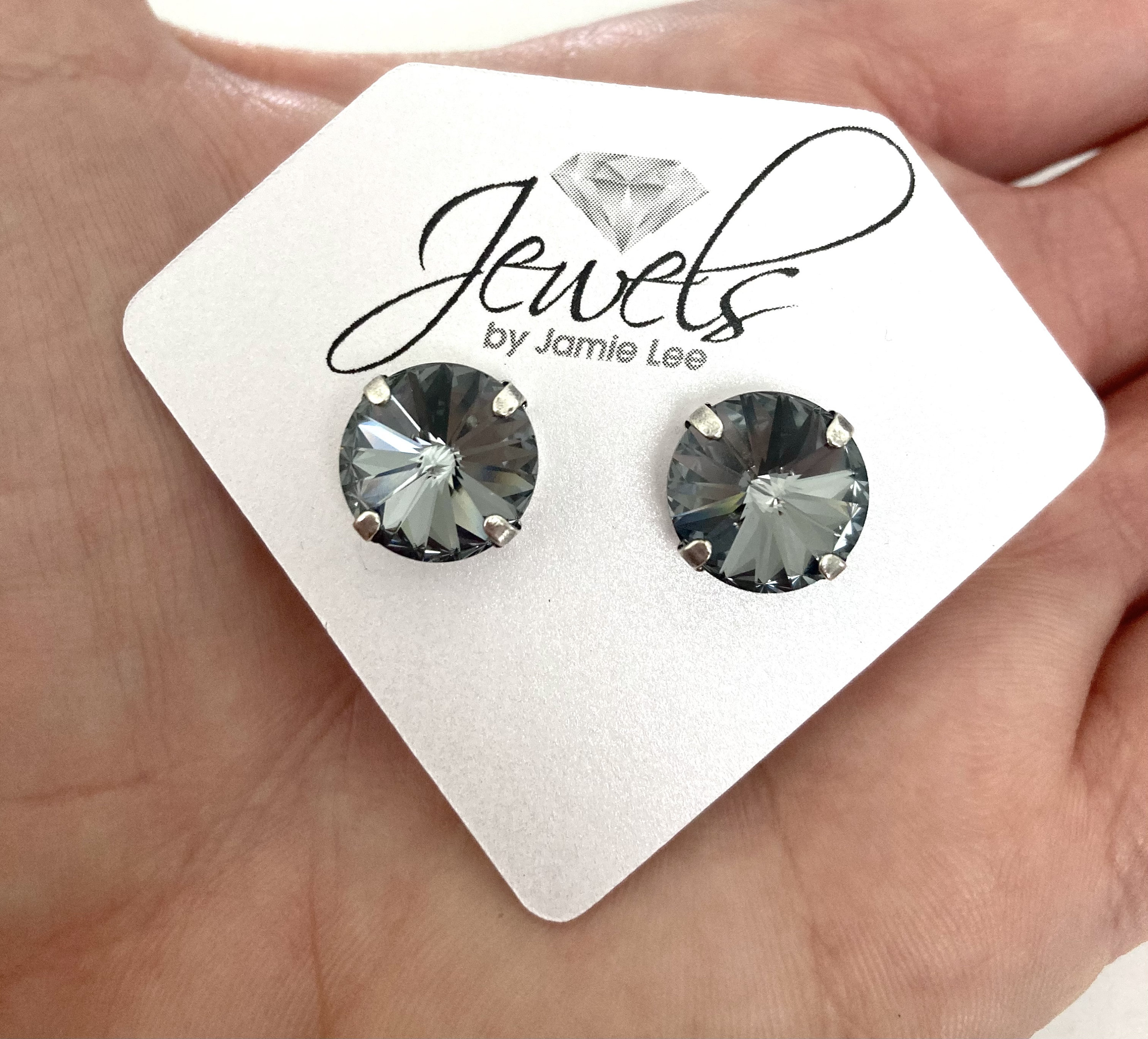 Boucles D'oreilles Clous En Argent 925 Avec Cœur 10mm Et Cristal Autrichien - Neuf Avec étiquettes, Modèle Silver Nigh