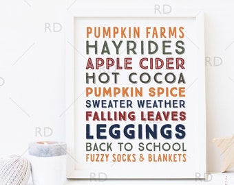 Fall Subway Typography Word Art - PRINTABLE Wall Art / Fall Words Printable / Fall Autumn Print / Fall Autumn Subway Art / Autumn Printable