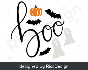 Boo - with pumpkin, bats and ghosts - CLIPART / SVG, png, eps and dxf cuttable files / cutting files / Fall themed / Halloween SVG
