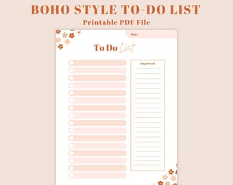 Weekly To Do List | Weekly Chore Chart | Boho Themed Chore Chart | To Do List Printable | Chore Chart Printable | Edit easily using Canva