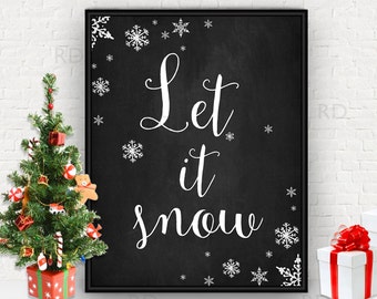 Let it Snow Printable - holiday art / home decor / Christmas art / Let it Snow lyric art / Christmas Lyrics Printable / Christmas Printable