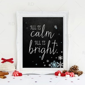 All is calm all is bright Printable / Christmas printable / holiday art / holiday printable / christmas & holiday decor / Christmas Lyrics