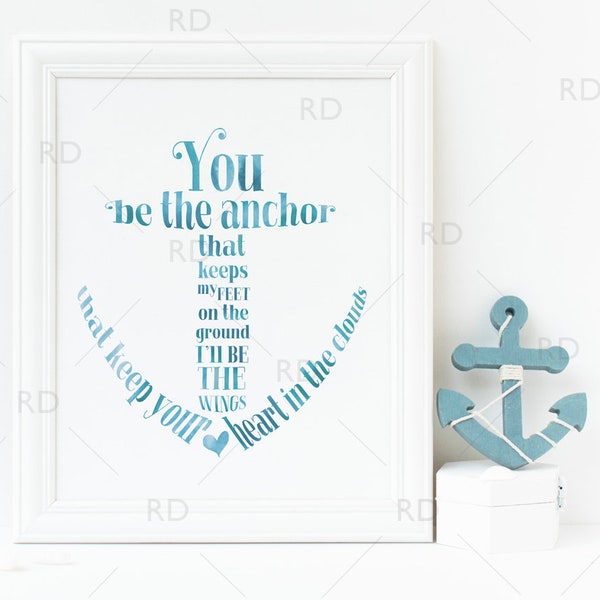 You be the anchor that keeps my feet on the ground - PRINTABLE wall art / Anchor quote wall art / Anchor quote print / Nautical / 3 SIZES